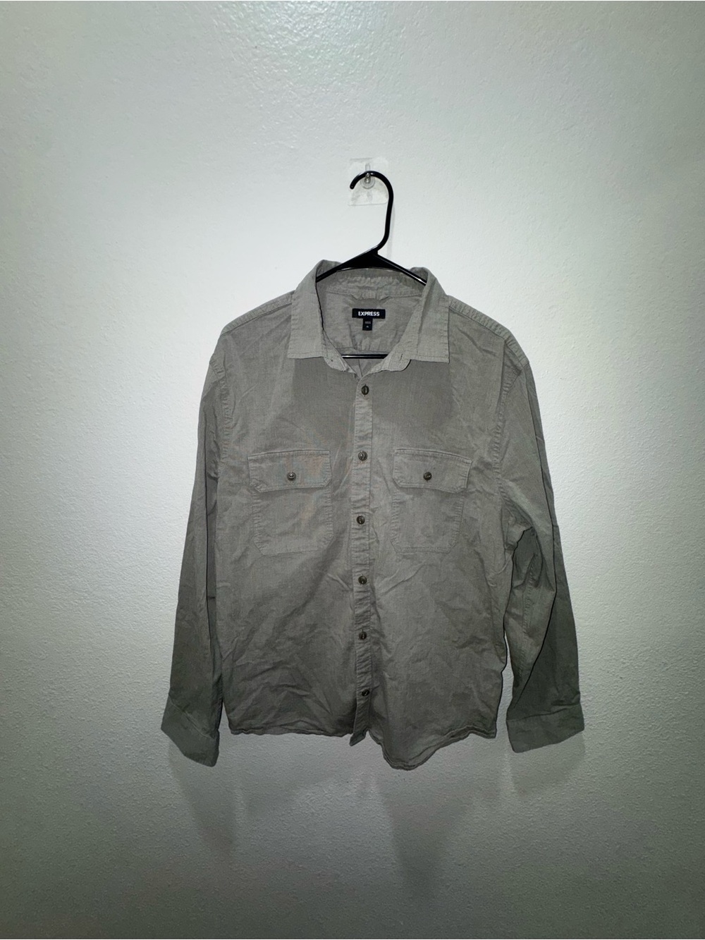 Express Men's Lightweight Button-Up Shirt Jacket — Gray